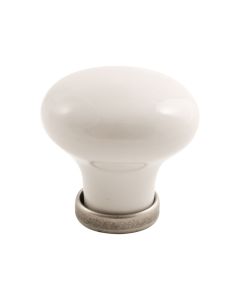 24136 Knob - White Porcelain / Tin - Beslag Design