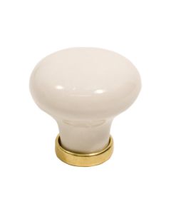 24136 Knob - Porcelain / Polished Brass - Beslag Design