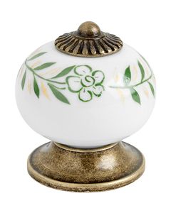 Cabinet Knob 8131 - Porcelain / Brass / Green