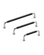 Cabinet Handle 1353 - Nickel Plated / Black Leather - Beslag Design