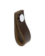 Cabinet Pull Handle Loop - Leather Brown / Polished Chrome - Beslag Design