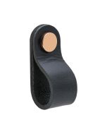 Loop Round Knob - Black leather / Polished Copper - Beslag Design