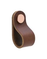 Loop Round Knob - Brown leather / Polished Copper - Beslag Design